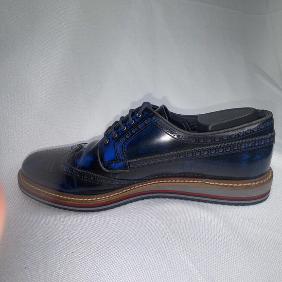 Jared Lang Wingtip Leather Royal Blue Oxford Dress Lace Up Shoes Loafer Men 44 main image 5